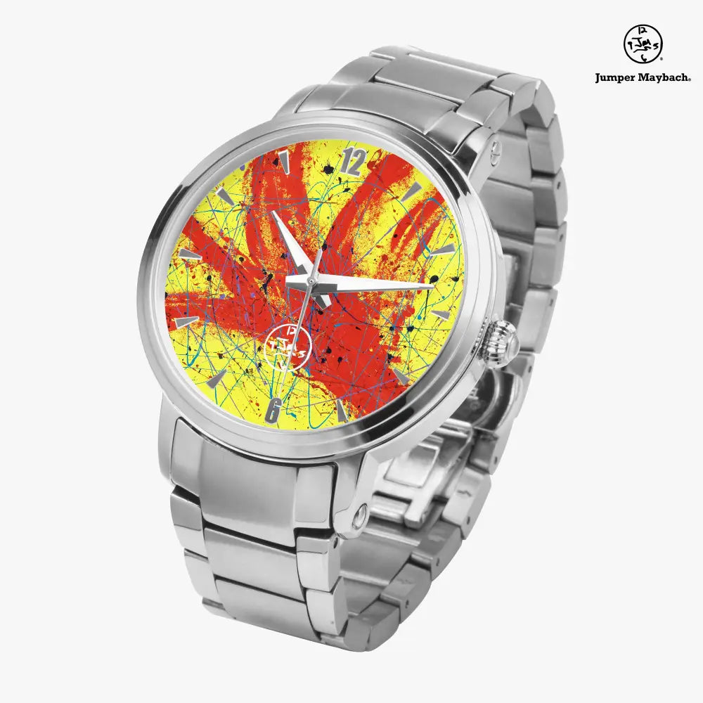 Red Rocket Steel Strap Automatic Watch by Jumper Maybach with indicator features, showcasing a sleek steel strap and detailed dial.