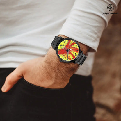 Red Rocket Steel Strap Automatic Watch with indicators by Jumper Maybach® featuring a sleek stainless steel band and detailed watch face.