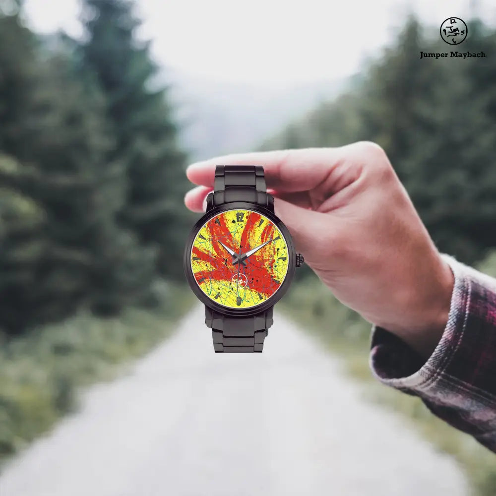 Red Rocket Steel Strap Automatic Watch with indicators by Jumper Maybach® featuring a sleek stainless steel band and detailed dial.