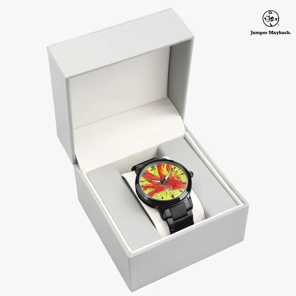 Red Rocket Steel Strap Automatic Watch by Jumper Maybach with indicators, featuring a sleek steel band and detailed dial design.