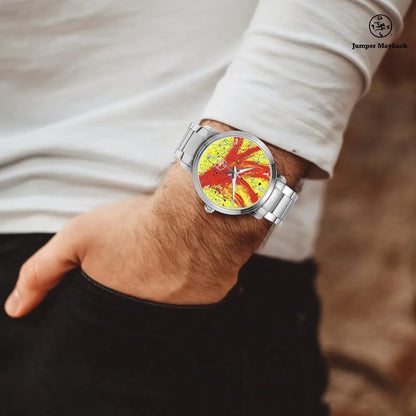 Red Rocket Steel Strap Automatic Watch with indicators by Jumper Maybach® featuring a sleek stainless steel band and detailed watch face.