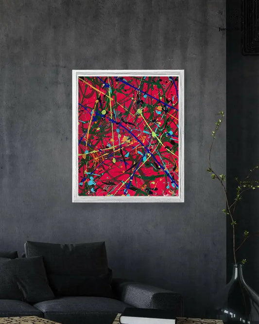 Red Space print on paper by Jumper Maybach featuring vibrant cosmic-inspired artwork for modern interior decor.