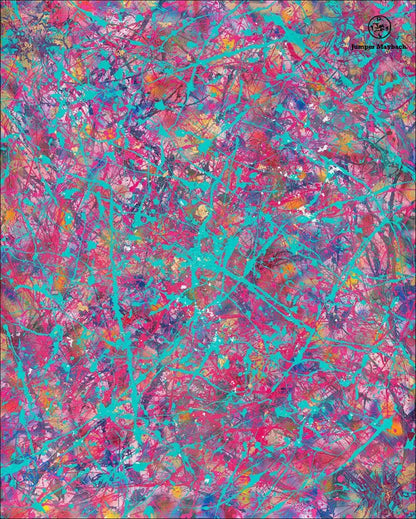 Original artwork "Solar Soulfire" by Jumper Maybach, vibrant abstract painting with fiery colors and dynamic brushstrokes.