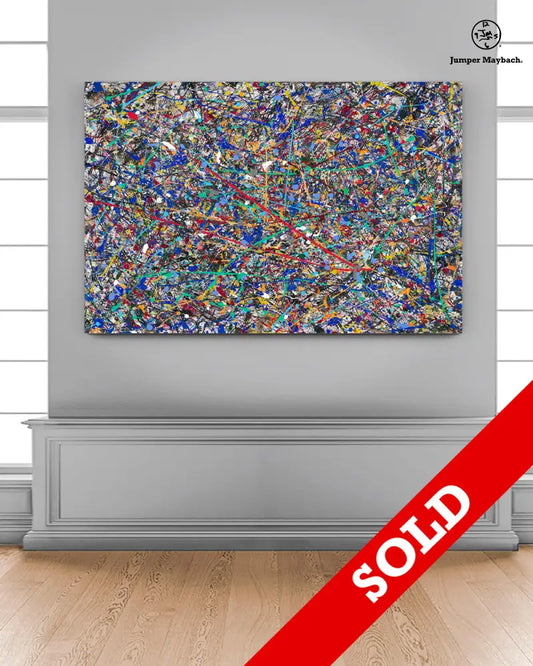 Horizontal artwork titled Shooting Star by Jumper Maybach, featuring a vibrant painted vignette of a shooting star scene.
