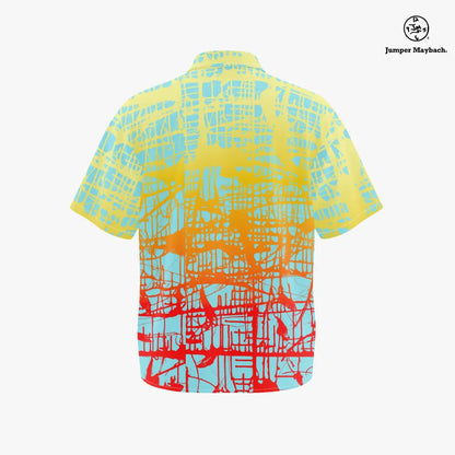 Sunrise Matrix Plus Size Resort Unisex Shirt by Jumper Maybach, featuring vibrant patterns and relaxed fit for men's casual wear.