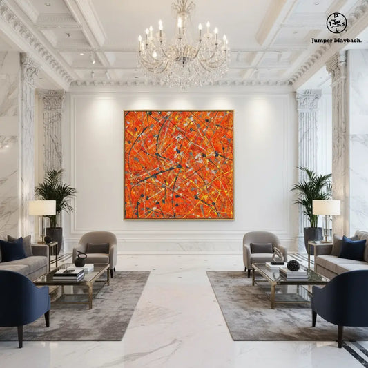 SunStar print on canvas by Jumper Maybach featuring a vibrant, abstract sunburst design with bold colors and dynamic brushstrokes.