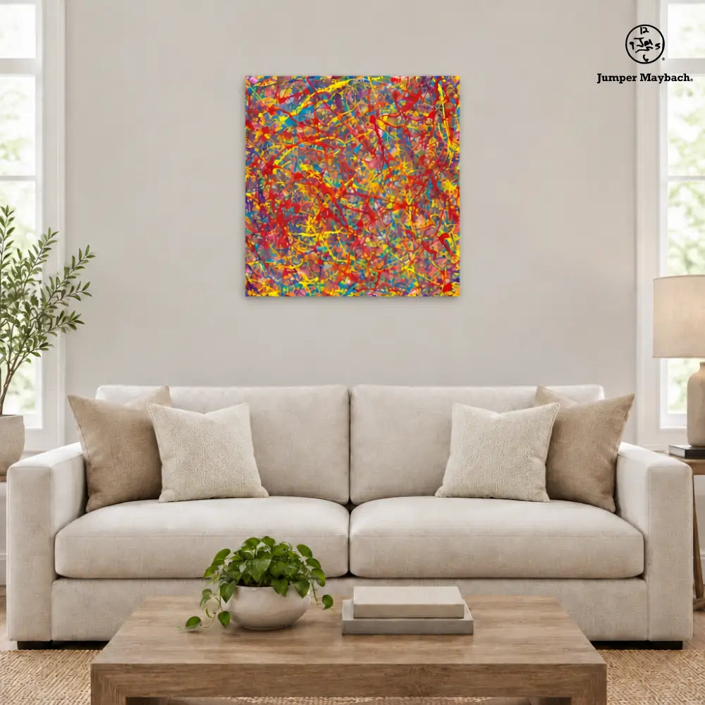 Surreal Cartography square embellished canvas in living room