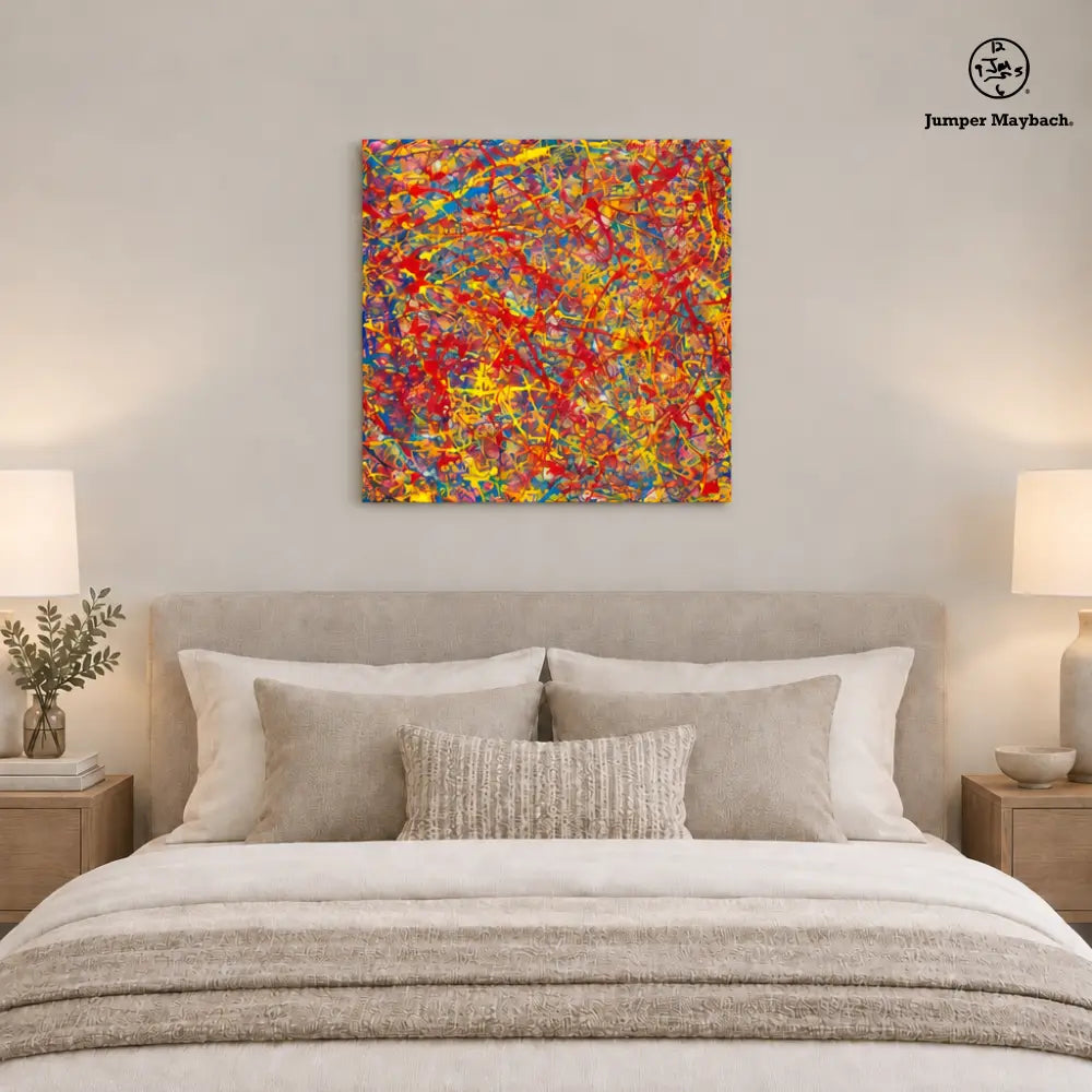 Surreal Cartography square embellished canvas in bedroom