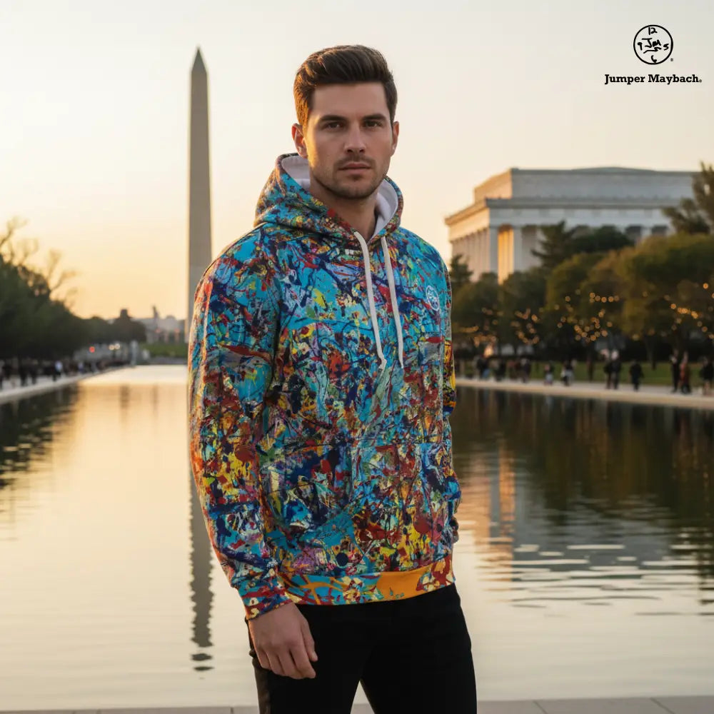 Unisex Jumper Maybach Taffy Galaxy hoodie with vibrant all-over print in a colorful cosmic design.
