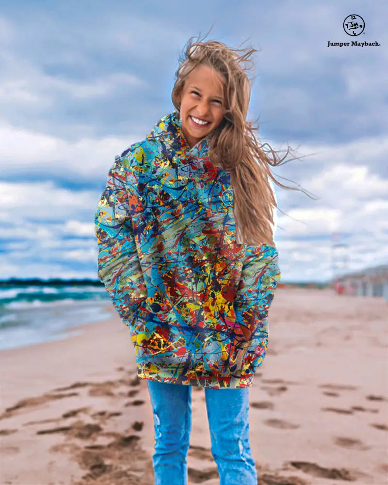 All-over print Taffy Galaxy Jumper Maybach unisex pullover hoodie with colorful galaxy design on soft fabric.