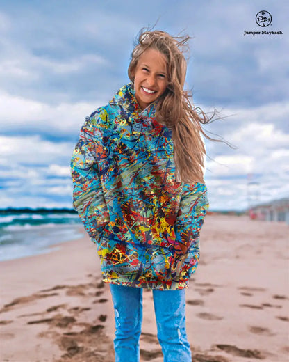 All-over print Taffy Galaxy Jumper Maybach unisex pullover hoodie with colorful galaxy design on soft fabric.