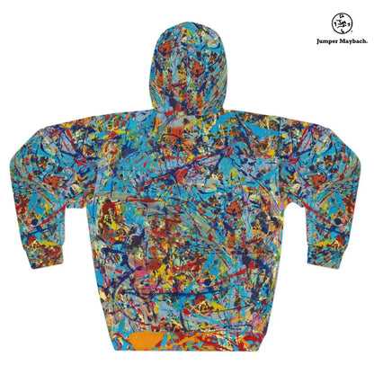 Unisex Jumper Maybach® Taffy Galaxy all-over print hoodie with vibrant, colorful galaxy design on soft fabric.
