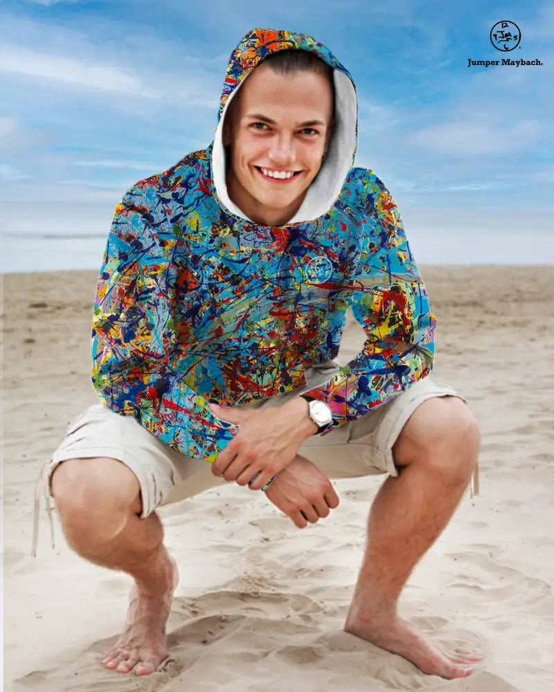 Unisex Taffy Galaxy pullover hoodie by Jumper Maybach with vibrant all-over galaxy print, made by Printify.