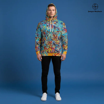 Unisex Jumper Maybach Galaxy taffy all-over print hoodie with vibrant galaxy design on a pullover style.