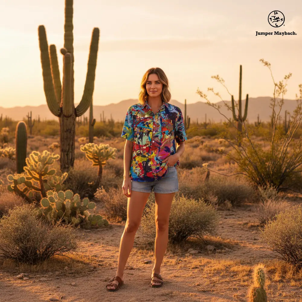 Unisex Taffy Galaxy Resort shirt by Jumper Maybach® featuring a colorful galaxy print, casual men's clothing style.
