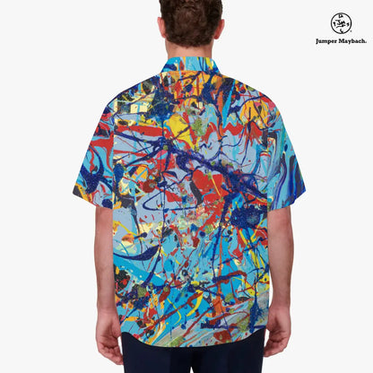Unisex Taffy Galaxy Resort shirt by Jumper Maybach, featuring colorful galaxy-inspired design, men's casual clothing from JetPrint Fulfillment
