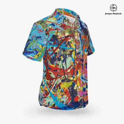 Unisex Taffy Galaxy Resort shirt by Jumper Maybach® featuring vibrant galaxy-inspired print, casual men's clothing from JetPrint Fulfillment.