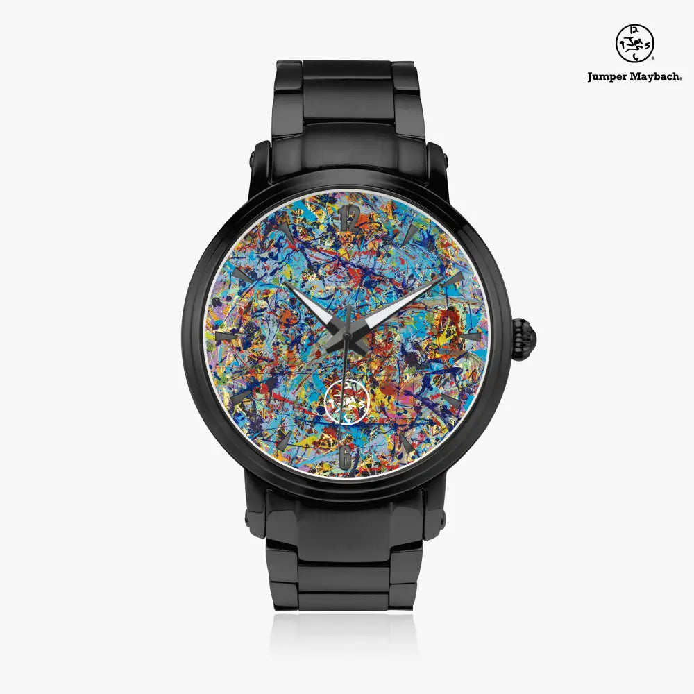 JetPrint Fulfillment Taffy Galaxy Steel Strap Automatic Watch with indicators, stylish stainless steel strap and modern design.