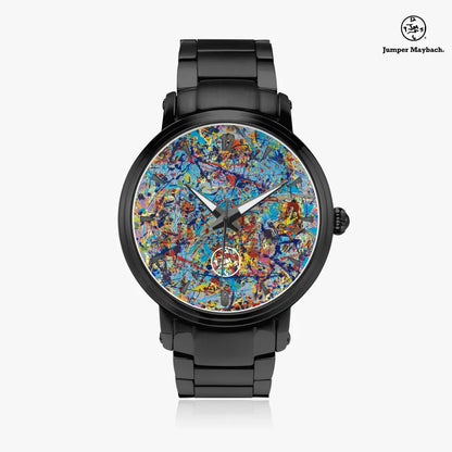 JetPrint Fulfillment Taffy Galaxy Steel Strap Automatic Watch with indicators, stylish stainless steel strap and modern design.