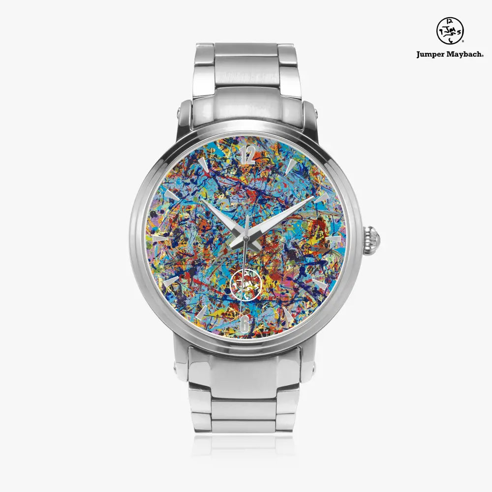 JetPrint Fulfillment Taffy Galaxy Steel Strap Automatic Watch with indicators, stylish men's steel strap watch by Jumper Maybach.