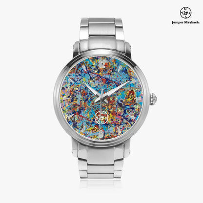 JetPrint Fulfillment Taffy Galaxy Steel Strap Automatic Watch with indicators, stylish men's steel strap watch by Jumper Maybach.