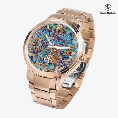 JetPrint Fulfillment Taffy Galaxy Steel Strap Automatic Watch with Indicators, sleek stainless steel band and detailed watch face.