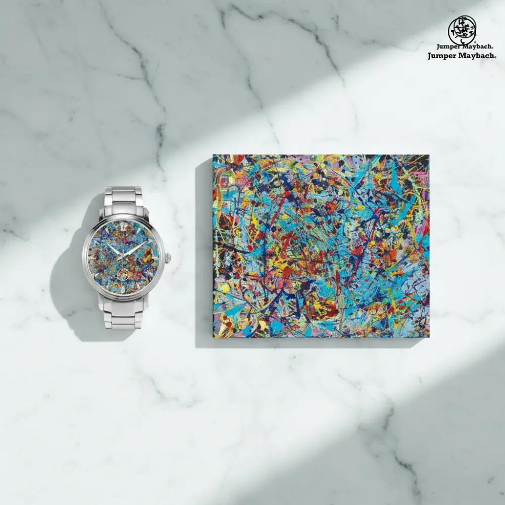 JetPrint Fulfillment Taffy Galaxy Steel Strap Automatic Watch with indicators, showcasing a sleek steel strap and galaxy-inspired dial.