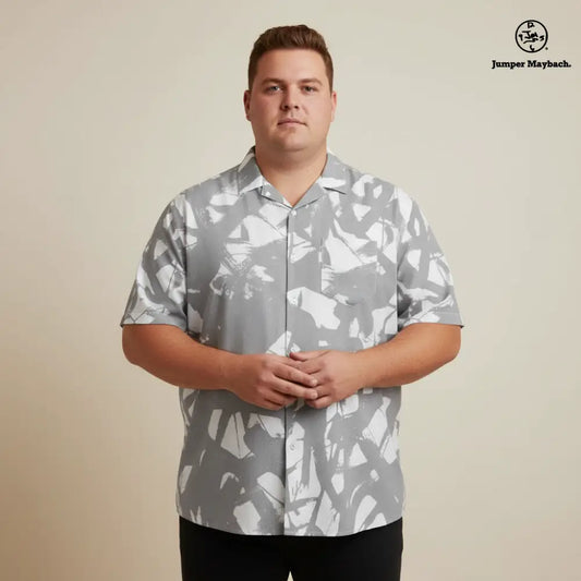 White Winds PLUS SIZE resort unisex shirt by Jumper Maybach® for men's clothing, featuring a relaxed fit and stylish design.