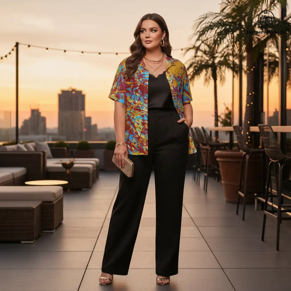 World Jumper PLUS SIZE Resort UNISEX Shirt by Jumper Maybach, men's clothing with vibrant, relaxed-fit design in natural fabric.