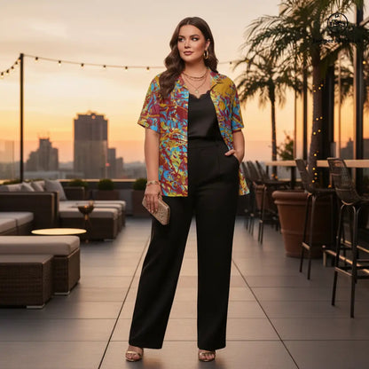 World Jumper PLUS SIZE Resort UNISEX Shirt by Jumper Maybach, men's clothing with vibrant, relaxed-fit design in natural fabric.