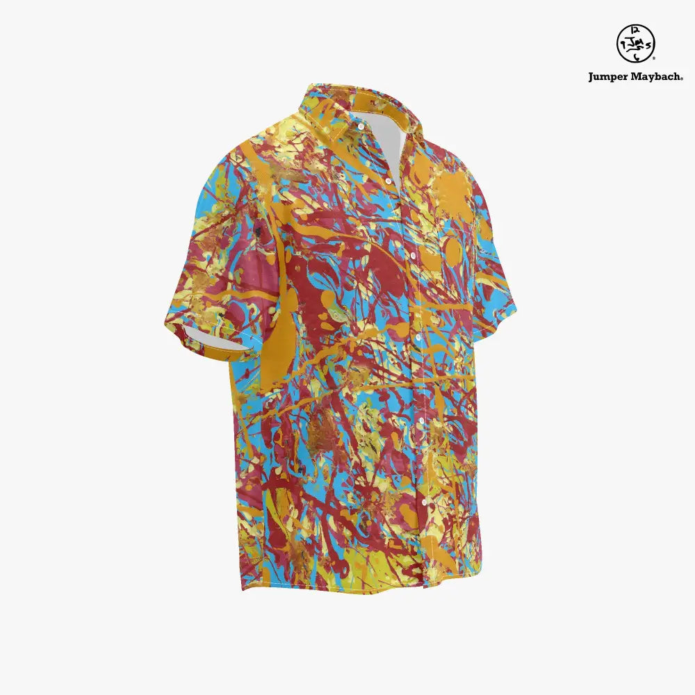 Plus size unisex World Jumper Resort shirt by Jumper Maybach, featuring a vibrant, patterned design for men.