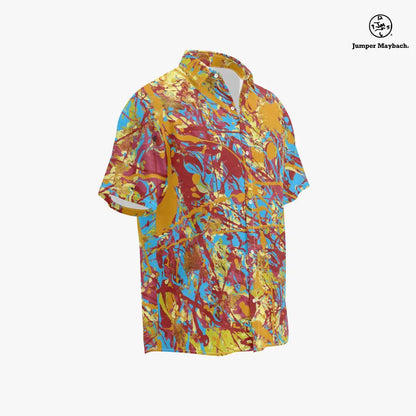 Plus size unisex World Jumper Resort shirt by Jumper Maybach, featuring a vibrant, patterned design for men.