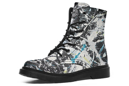 Black and white patterned boot on a white background